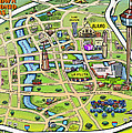 Downtown San Antonio Texas Cartoon Map